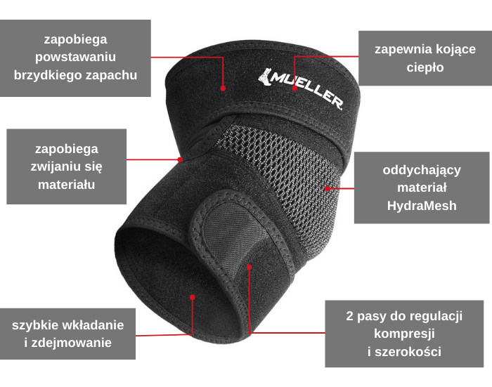 Lekki stabilizator na łokieć tenisisty i golfisty Mueller